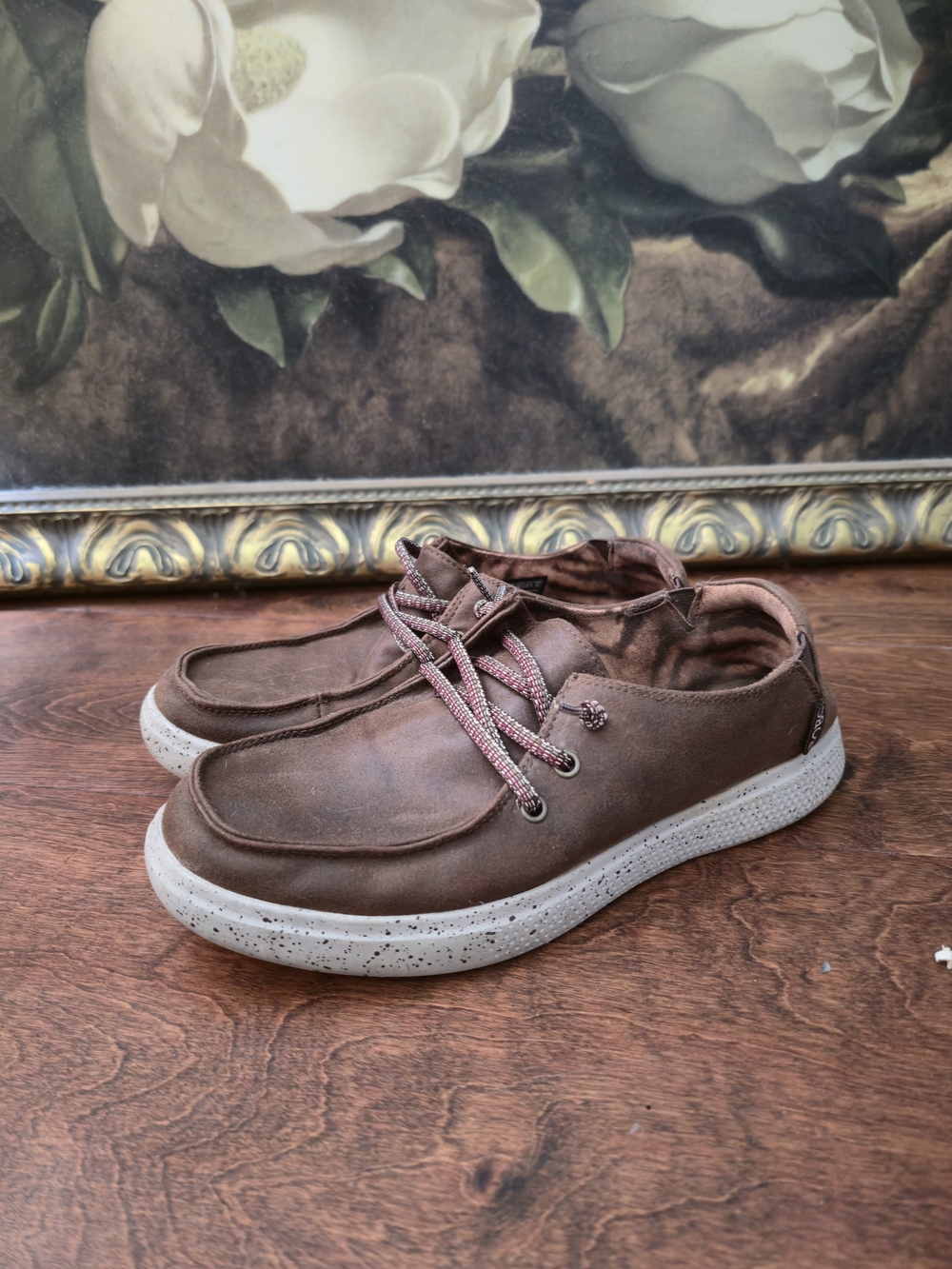 Casual Brown Leather Slip-On Loafers with Speckled Sole Bobs From Skechers